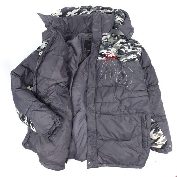 VINTAGE 90s Fubu 05 Down Puffer Jacket Ripstop Winter Coat Camo Y2k Gorpcore XL - Picture 1 of 16